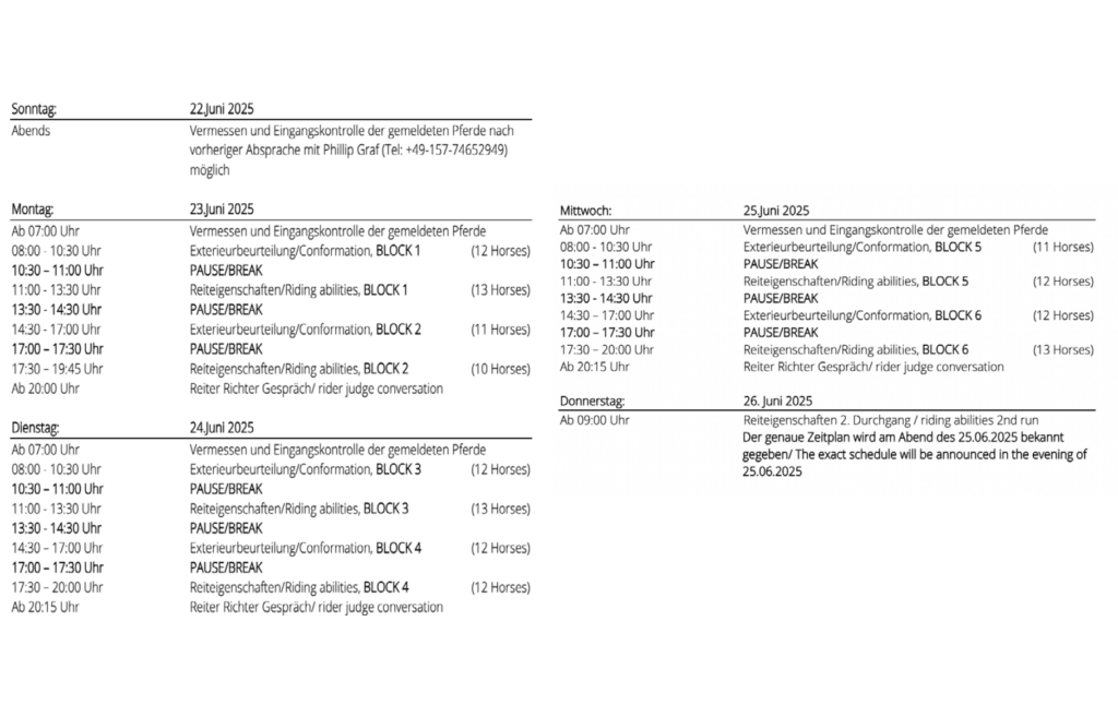 Starterliste & Zeitplan FIZO Kronshof